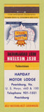 Matchbook Cover - Best Western Hapiday Motor Lodge Pearisburg VA