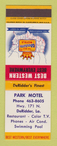 Matchbook Cover - Best Western Park Motel DeRidder LA