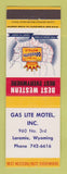 Matchbook Cover - Best Western Gas Lite Motel Laramie WY