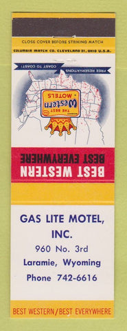 Matchbook Cover - Best Western Gas Lite Motel Laramie WY