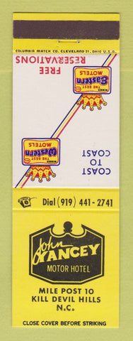 Matchbook Cover - Best Western John Yancey Motor Hotel Kill Devil Hills NC
