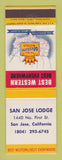 Matchbook Cover - Best Western San Jose Lodge CA