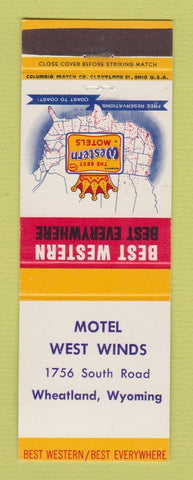 Matchbook Cover - Best Western Motel West Winds Wheatland WY