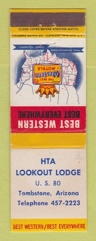 Matchbook Cover - Best Western HTA Lookout Lodge Tombstone AZ WEAR