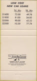 Matchbook Cover - Gravios Bank Car Loan Rates on Back 30 Strike