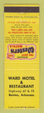 Matchbook Cover - Best Western Ward Motel Restaurant Benton AR
