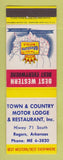 Matchbook Cover - Best Western Town & Country Motor Lodge Rogers AR