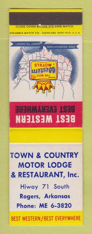 Matchbook Cover - Best Western Town & Country Motor Lodge Rogers AR