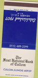 Matchbook Cover - First National Bank of Cullom IL 30 Strike