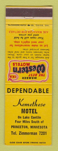 Matchbook Cover - Best Western Kemethese Motel Princeton MN
