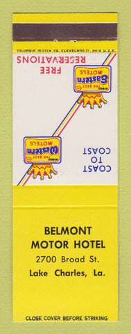 Matchbook Cover - Best Western Belmont Motor Hotel Lake Charles LA