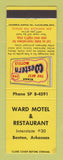 Matchbook Cover - Best Western Ward Motel Restaurant Benton AR