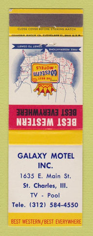 Matchbook Cover - Best Western Galaxy Motel St Charles IL