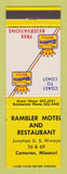 Matchbook Cover - Best Western Rambler Motel Restaurant Cameron MO