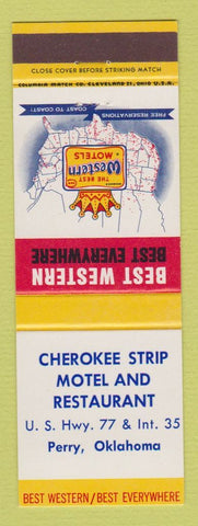 Matchbook Cover - Best Western Cherokee Strip Motel Perry OK