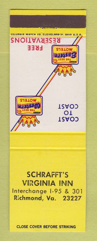 Matchbook Cover - Best Western Schrafft's Virginia Inn Richmond VA