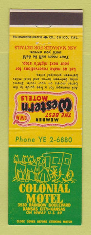 Matchbook Cover - Best Western Colonial Motel Kansas City KS