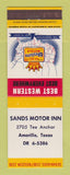 Matchbook Cover - Best Western Sands Motor Inn Amarillo TX