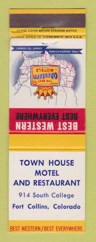 Matchbook Cover - Best Western Town House Motel Fort Collins Colorado