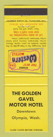 Matchbook Cover - Best Western Golden Gavel Motor Hotel Olympia WA