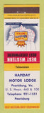 Matchbook Cover - Best Western Hapiday Motor Lodge Pearisburg VA