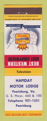 Matchbook Cover - Best Western Hapiday Motor Lodge Pearisburg VA
