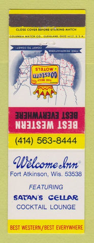 Matchbook Cover - Best Western Welcome Inn Fort Atkinson WI Satan's Cellar