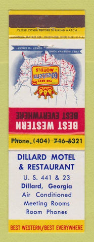 Matchbook Cover - Best Western Dillard Motel Dillard GA WEAR