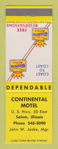 Matchbook Cover - Best Western Continental Motel Salem IL