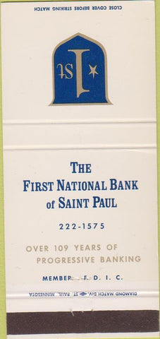 Matchbook Cover - First National Bank of Saint Paul St MN 30 Strike