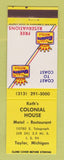 Matchbook Cover - Best Western Koth's Colonial House Taylor MI