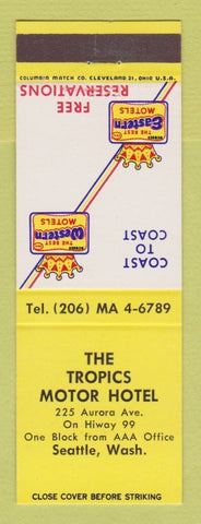 Matchbook Cover - Best Western Tropics Motor Hotel Seattle WA