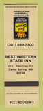 Matchbook Cover - Best Western State Inn Camp Spring MD