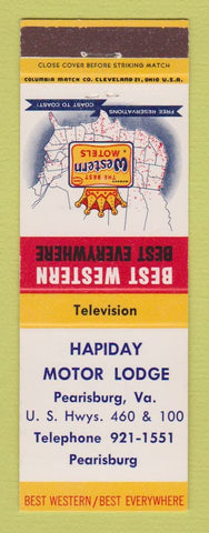 Matchbook Cover - Best Western Hapiday Motor Lodge Pearisburg VA