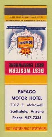 Matchbook Cover - Best Western Papago Motor Hotel Scottsdale AZ