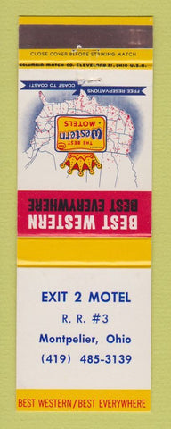 Matchbook Cover - Best Western Exit 2 Motel Montpelier OH