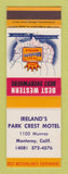 Matchbook Cover - Best Western Ireland's Park Crest Motel Monterey CA