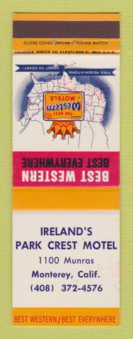 Matchbook Cover - Best Western Ireland's Park Crest Motel Monterey CA