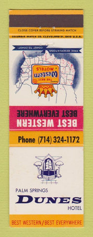 Matchbook Cover - Best Western Dunes Hotel Palm Springs CA