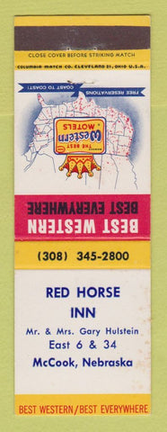 Matchbook Cover - Best Western Red Horse Inn McCook NE WEAR