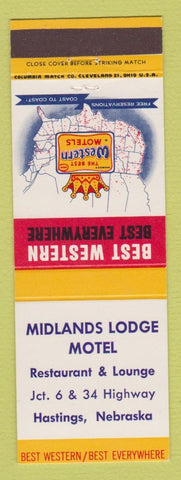 Matchbook Cover - Best Western Midlands Lodge Motel Hastings NE