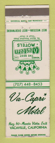 Matchbook Cover - Best Western Va Capri Motel Vacaville CA