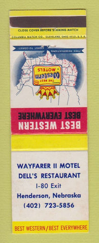 Matchbook Cover - Best Western Wayfarer II Motel Dell's Henderson NE