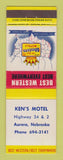Matchbook Cover - Best Western Ken's Motel Aurora NE