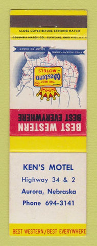 Matchbook Cover - Best Western Ken's Motel Aurora NE