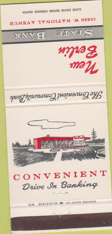 Matchbook Cover - New Berlin State Bank WI 30 Strike
