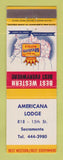 Matchbook Cover - Best Western Americana Lodge Sacramento CA