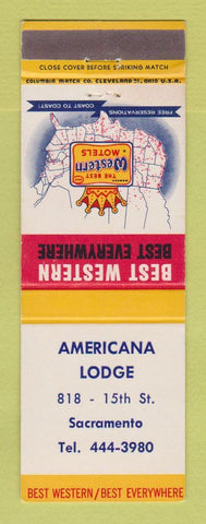 Matchbook Cover - Best Western Americana Lodge Sacramento CA