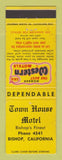 Matchbook Cover - Best Western Town House Motel Bishop CA