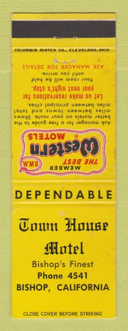 Matchbook Cover - Best Western Town House Motel Bishop CA